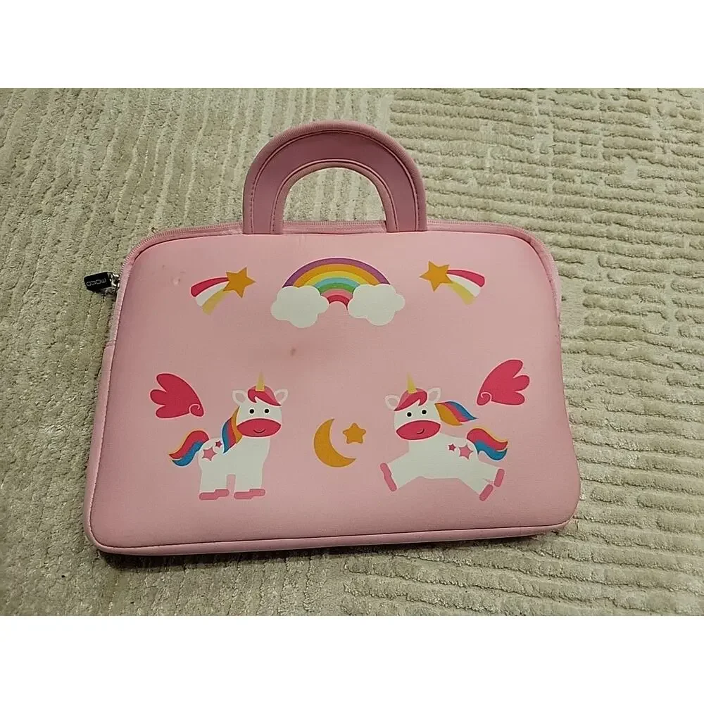 Tablet / Mini iPad/ Kindle carrying case with handles pink unicorn 13 x 9” Girls
